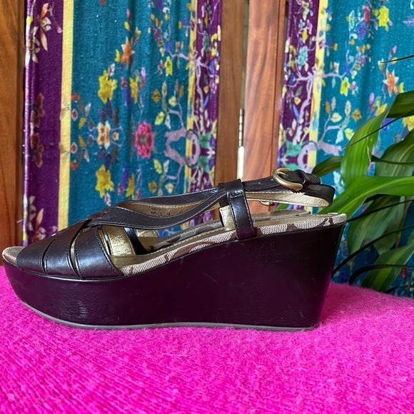 Coach Mollie Brown Leather Wedge Slingback Sandal - Size 6 - Picture 14 of 14